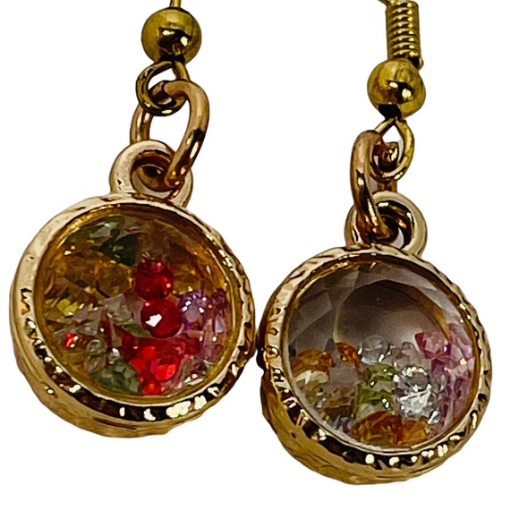 Mini round shaker rhinestone charm earrings NEW - Picture 12 of 13